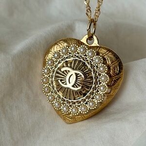 Gold Heart Chanel Pendant Necklace